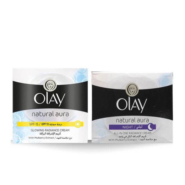 Olay Natural Aura Radiance Day & Night Cream Set, 50ml