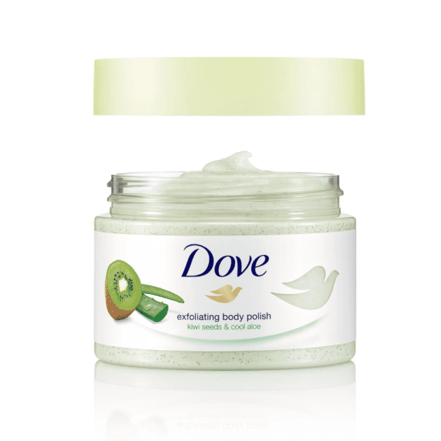 Dove Exfoliating Body Polish Kiwi & Aloe Body Scrub, 10.5 oz